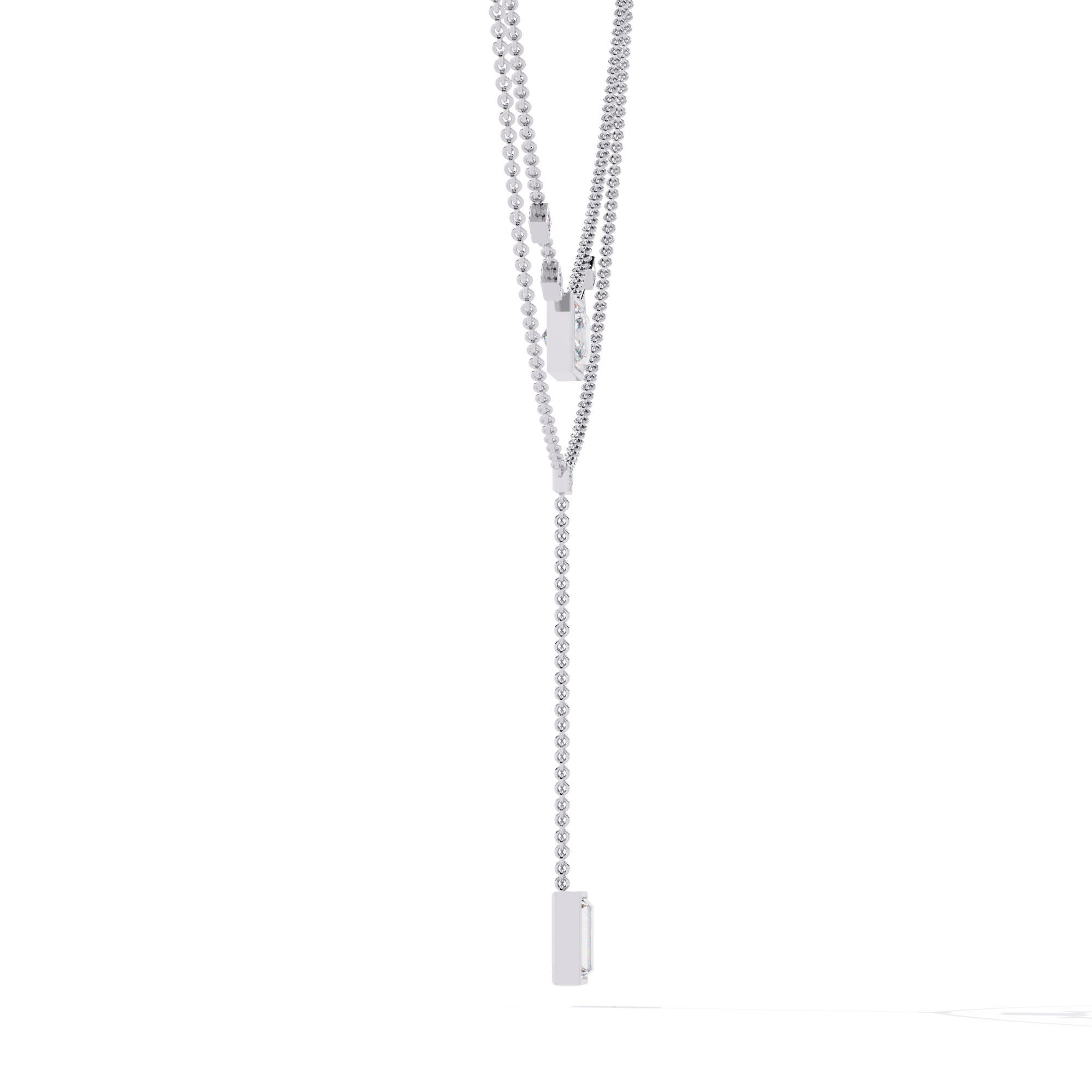 Solitairekart 3.44ct Natural Diamond Geometric Drop Y Necklace-H Color, VS1 Clarity